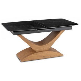Раскладной обеденный стол MEBEL ELITE ALICANTE Marmur 160(220)*90 см Черный/Орех