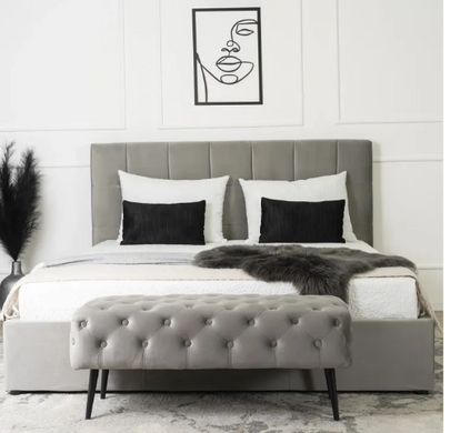 Кровать двуспальная бархатная MEBEL ELITE PANAMA Velvet 160x200 см Серый