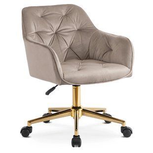 Поворотне крісло MEBEL ELITE KONOR Бежевий велюр / Золотий