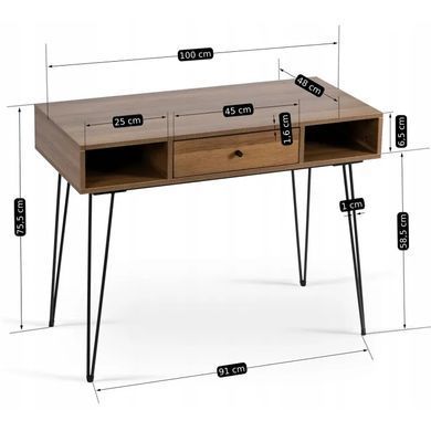 Письмовий стіл MEBEL ELITE LAMICA 100 см Горіх / Чорний