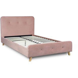 Ліжко оксамитове MEBEL ELITE MIKEL Velvet 120x200см рожевий