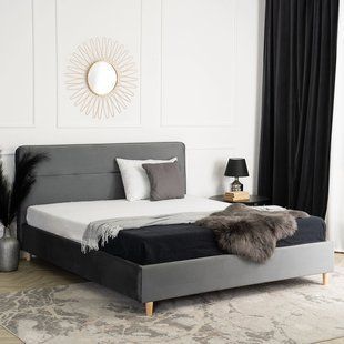 Кровать MEBEL ELITE BOND Welur 160x200 см Серый