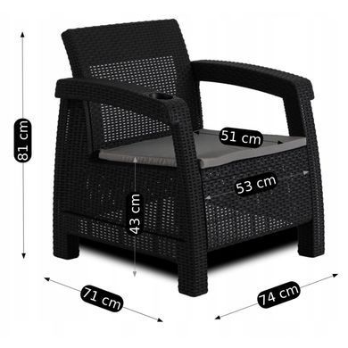 Комплект садових меблів MEBEL ELITE INDIANA Чорний