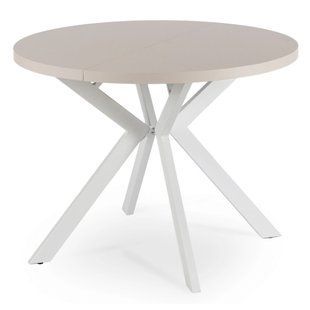 Стіл розкладний круглий MEBEL ELITE LUKAS 100-250х100 см Кашемір/Білий