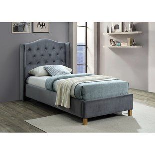 Ліжко Aspen Velvet Сірий 90х200 см SIGNAL