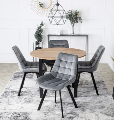 Стол кухонный раскладной MEBEL ELITE HARRY 102-142х102 см дуб ривьера / черный