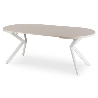 Стіл розкладний круглий MEBEL ELITE LUKAS 100-250х100 см Кашемір/Білий