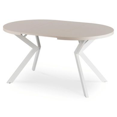 Стіл розкладний круглий MEBEL ELITE LUKAS 100-250х100 см Кашемір/Білий