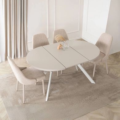 Стіл розкладний круглий MEBEL ELITE LUKAS 100-250х100 см Кашемір/Білий