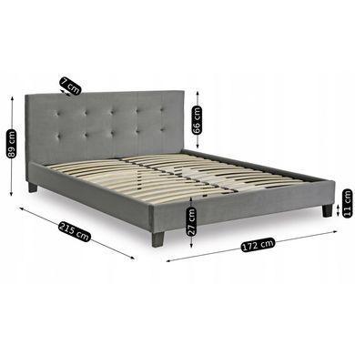 Ліжко MEBEL ELITE BUENO Welur 160x200 см Сірий