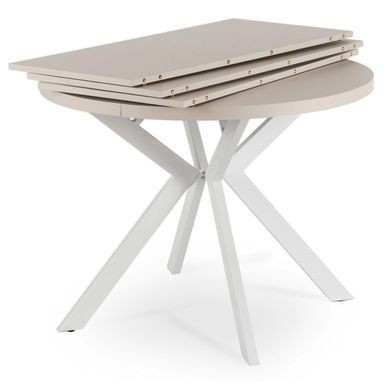 Стіл розкладний круглий MEBEL ELITE LUKAS 100-250х100 см Кашемір/Білий