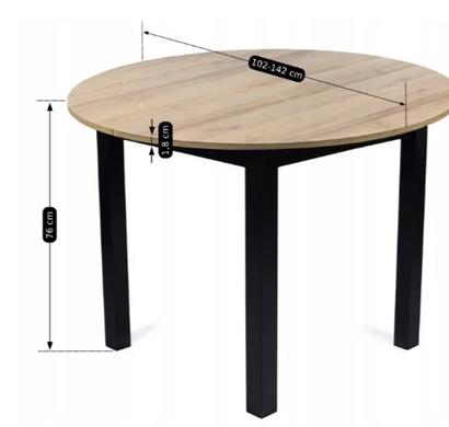 Стол кухонный раскладной MEBEL ELITE HARRY 102-142х102 см дуб ривьера / черный