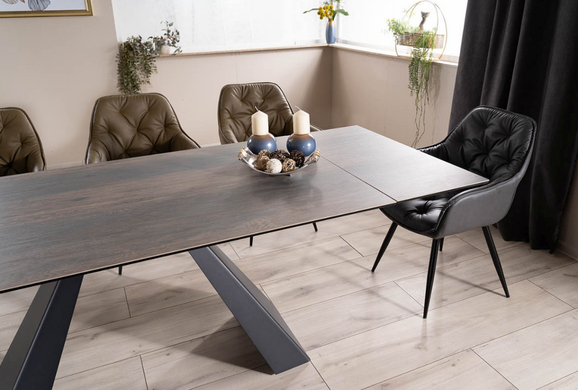 Стіл Salvadore Ceramic 180(260)х90 см Ефект Дерева/ Чорний Мат SIGNAL