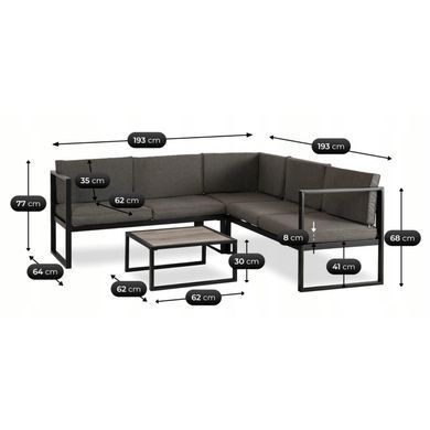 Комплект садових меблів MEBEL ELITE VERMONT Сірий