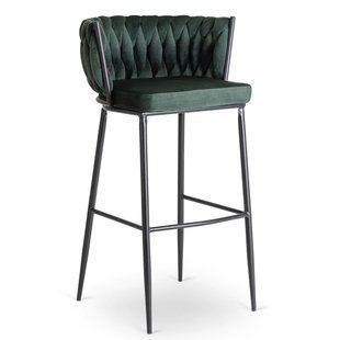 Барный стул бархатный MEBEL ELITE FLORES Velvet зеленый/черный