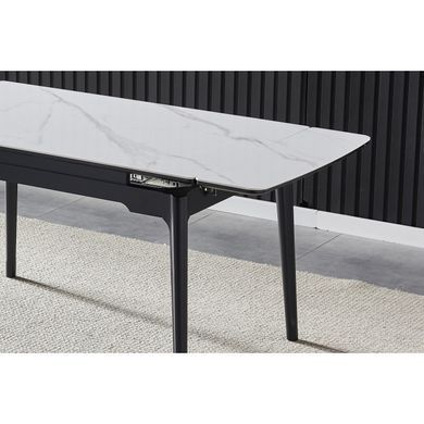 Стіл INTARSIO BONN CERAMIC 130(180)*80 білий глянець/чорний каркас