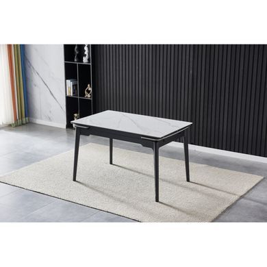 Стіл INTARSIO BONN CERAMIC 130(180)*80 білий глянець/чорний каркас