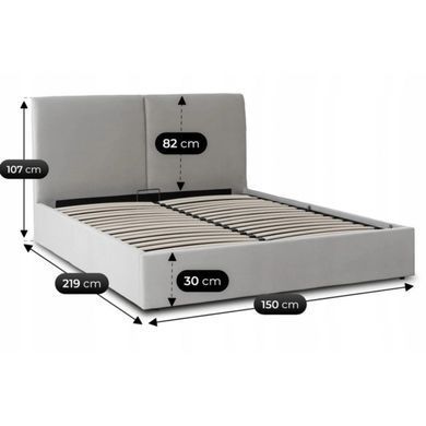 Кровать MEBEL ELITE MARSYLIA Welur 140x200 см Серый