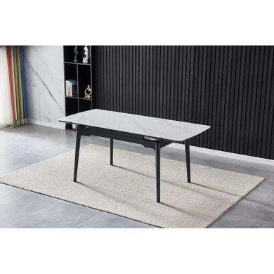 Стіл INTARSIO BONN CERAMIC 130(180)*80 білий глянець/чорний каркас