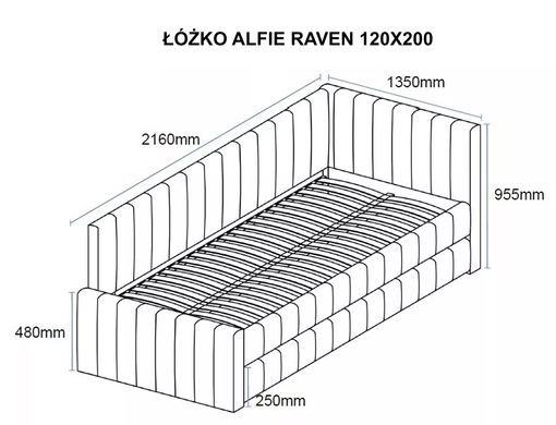 Ліжко SIGNAL ALFIE RAVEN 120x200см бежевий №24