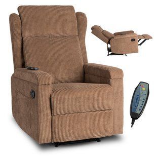 Крісло м'яке розкладне масажне з реклайнером MEBEL ELITE SEBASTIAN Velvet Коричневий