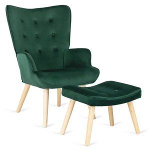 Крісло м'яке оксамитове з підставкою для ніг MEBEL ELITE LOZANO Velvet Зелений