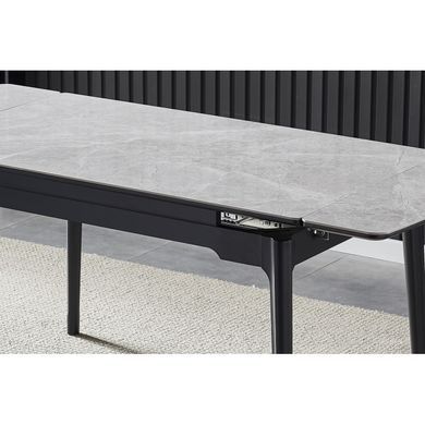 Стіл INTARSIO BONN CERAMIC 130(180)*80 сірий глянець/чорний каркас