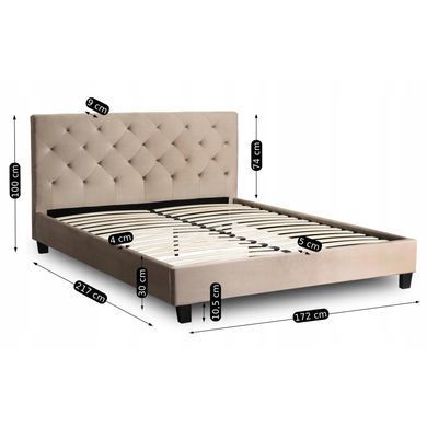 Ліжко MEBEL ELITE QUEEN Welur 160x200 см Бежевий