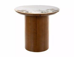 Журнальний столик Signal RONDO біла кераміка/горіх д.45см/вис.50см