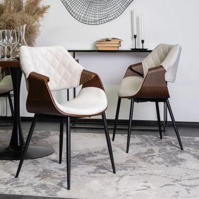 Стул бархатный MEBEL ELITE DAKOTA Velvet бежевый / ореховый