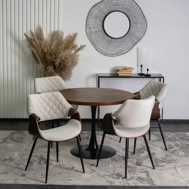 Стул бархатный MEBEL ELITE DAKOTA Velvet бежевый / ореховый