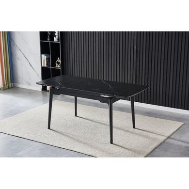 Стіл INTARSIO BONN CERAMIC 130(180)*80 чорний мат/чорний каркас