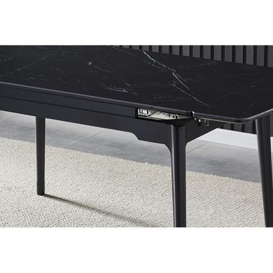 Стіл INTARSIO BONN CERAMIC 130(180)*80 чорний мат/чорний каркас