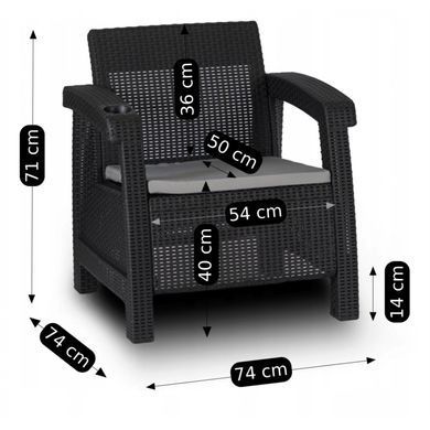 Комплект садових меблів MEBEL ELITE OKLAND Чорний