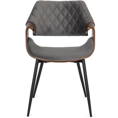 Стул бархатный MEBEL ELITE DAKOTA Velvet серый / ореховый
