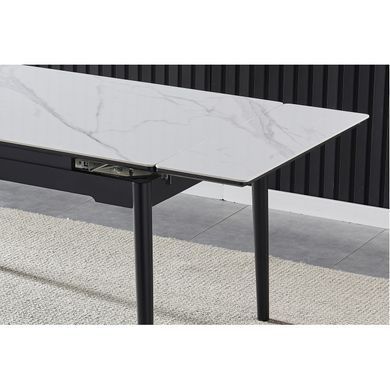 Стіл INTARSIO BONN II CERAMIC 140(200)*90 білий глянець/чорний каркас