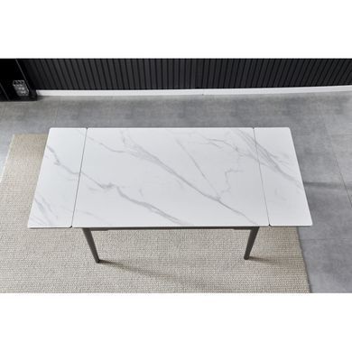 Стіл INTARSIO BONN II CERAMIC 140(200)*90 білий глянець/чорний каркас
