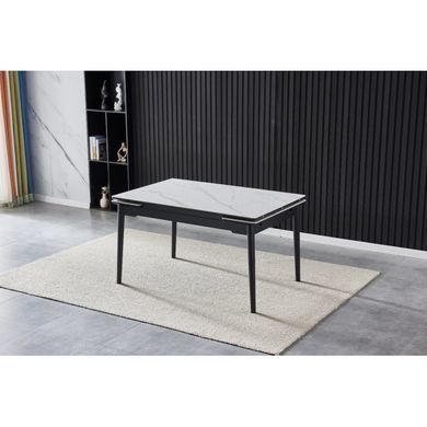 Стіл INTARSIO BONN II CERAMIC 140(200)*90 білий глянець/чорний каркас
