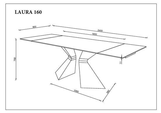 Стіл LAURA CERAMIC 160(240)*90 бежевий мат/бежевий