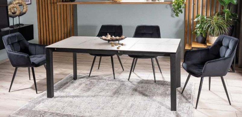 Стіл METROPOL CERAMIC 120(180)x80 см Білий Мармур / Чорний Мат SIGNAL