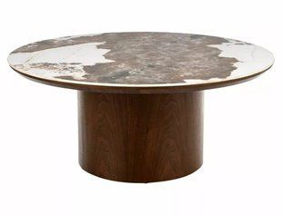 Журнальний столик Signal RONDO біла кераміка/горіх д.80см/вис.35см