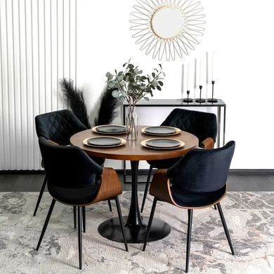 Стул бархатный MEBEL ELITE DAKOTA Velvet черный / ореховый