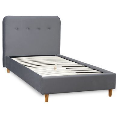 Ліжко MEBEL ELITE DENNIS Welur 90x200 см Темно-сірий