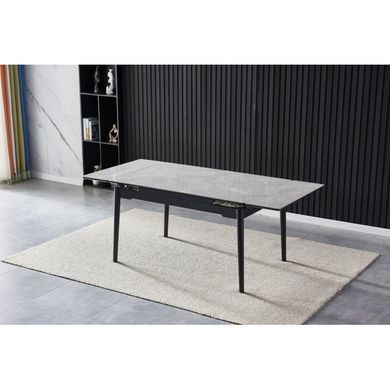 Стіл INTARSIO BONN II CERAMIC 140(200)*90 сірий глянець/чорний каркас