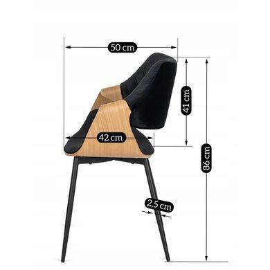 Стул бархатный MEBEL ELITE DAKOTA Velvet Черный / Золотой дуб