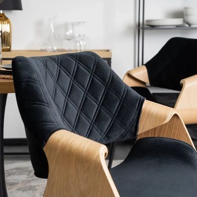 Стул бархатный MEBEL ELITE DAKOTA Velvet Черный / Золотой дуб