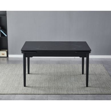 Стіл INTARSIO BONN II CERAMIC 140(200)*90 чорний мат/чорний каркас
