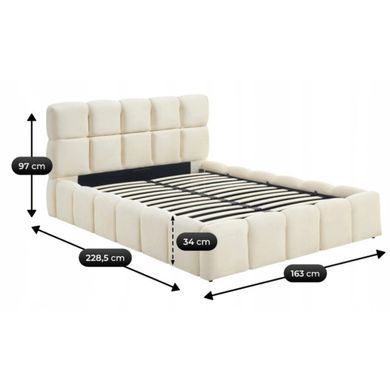 Кровать MEBEL ELITE MURACJA Welur 140x200 см Кремовая