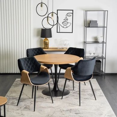 Стул бархатный MEBEL ELITE DAKOTA Velvet Черный / Золотой дуб