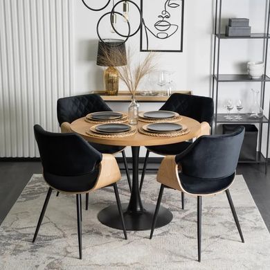Стул бархатный MEBEL ELITE DAKOTA Velvet Черный / Золотой дуб